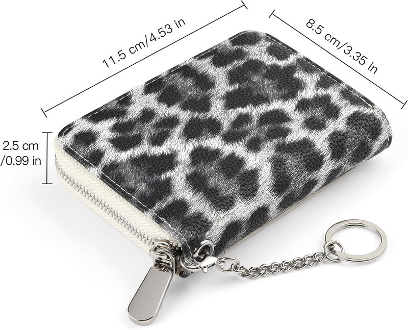 SENDEFN Small Credit Card Holder Wallets for Women RFID Blocking Leather Keychain Cards Cases with ID Window - Image 4